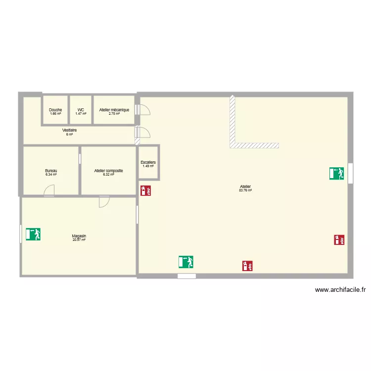 Plan des locaux atelier . Plan de 