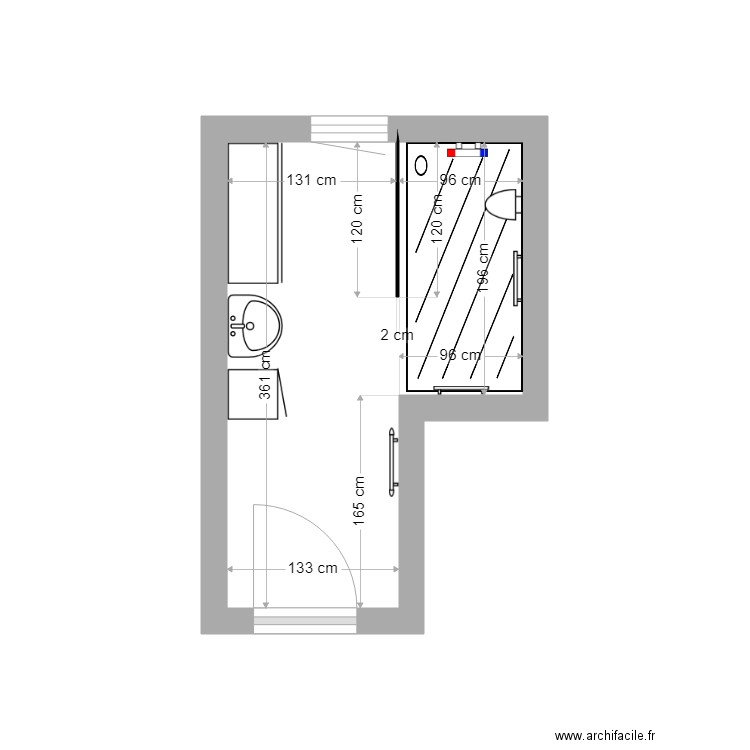 Plan sdb BERTHOLIN apres travaux. Plan de 0 pièce et 0 m2