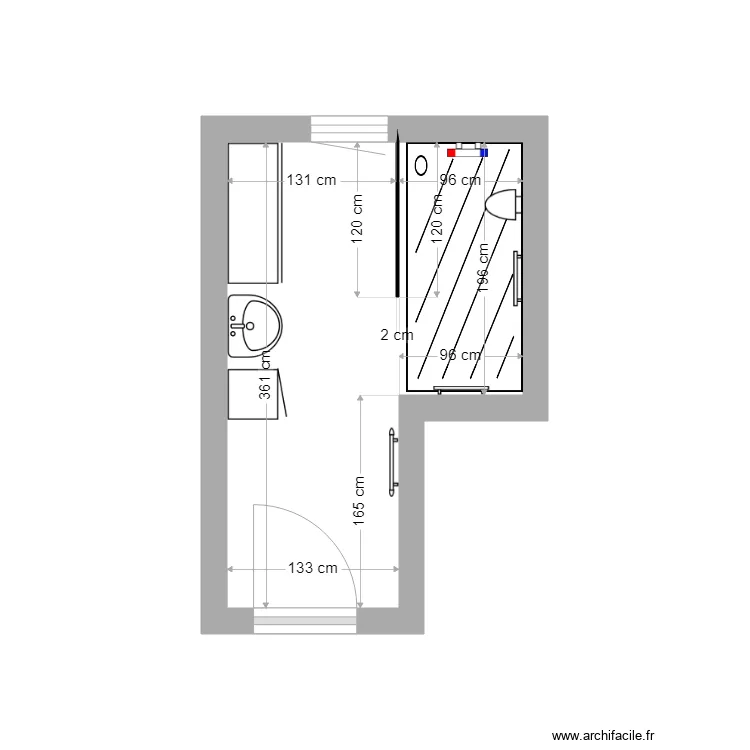 Plan sdb BERTHOLIN apres travaux. Plan de 