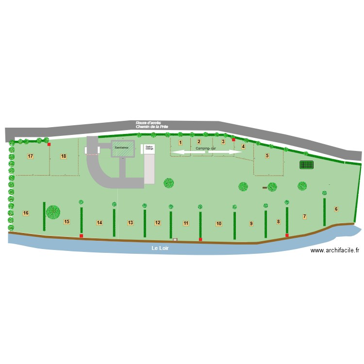 camping 4. Plan de 1 pièce et 62 m2