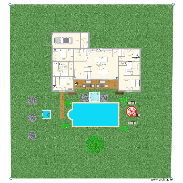 Maison Sarlat avec extérieur. Plan de 13 pièces et 175 m2