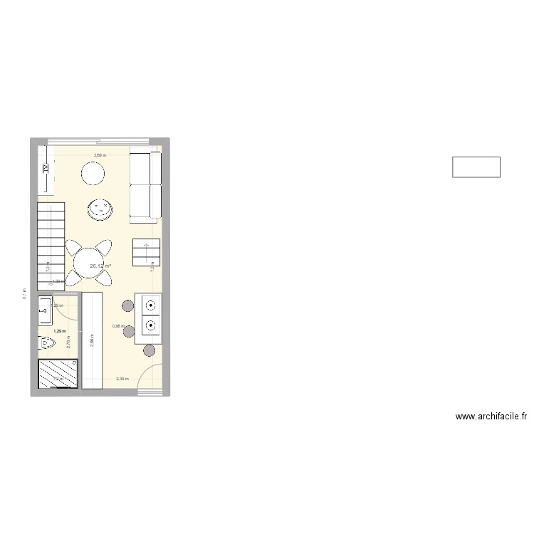 atelier appt n°2 - version 4. Plan de 2 pièces et 36 m2