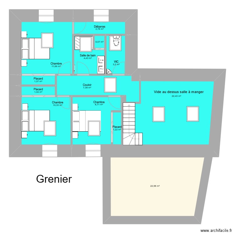 sT JULIEN GRENIER. Plan de 13 pièces et 98 m2