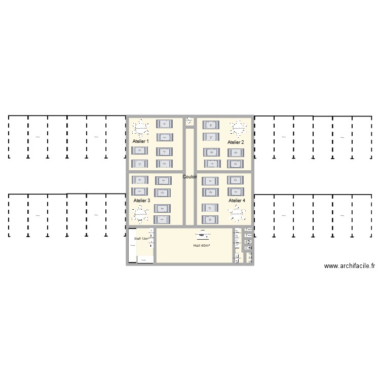 PPP. Plan de 8 pièces et 233 m2