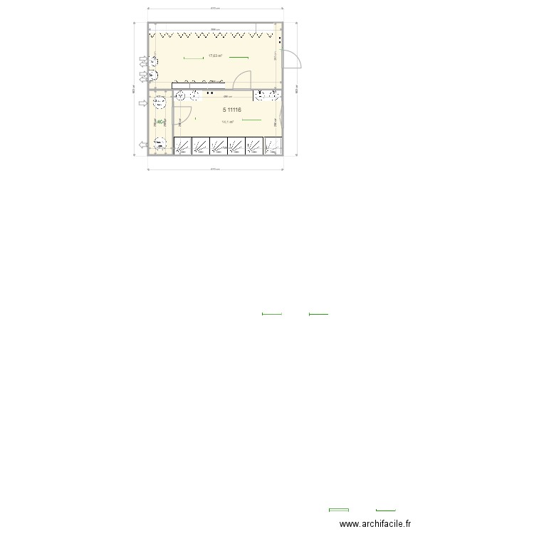 Commune Awans. Plan de 3 pièces et 35 m2