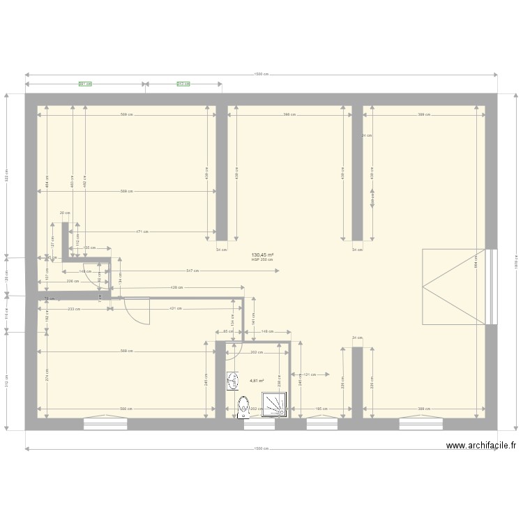 Yvrac SSSOL Existant ok. Plan de 2 pièces et 135 m2