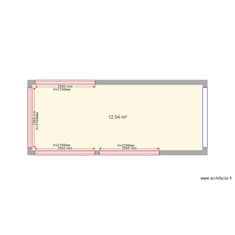 ЗС. Plan de 1 pièce et 13 m2