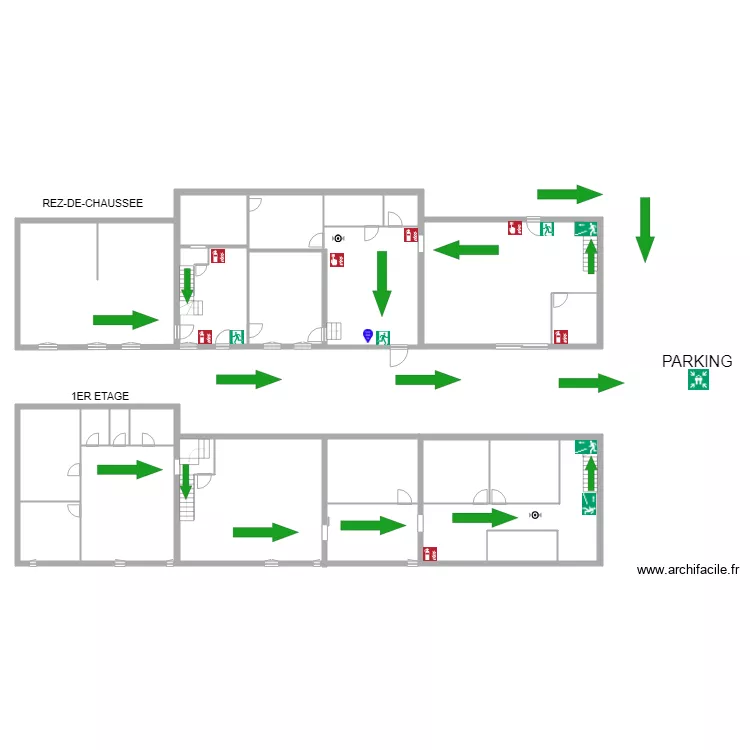 cabinet 2 etages. Plan de 