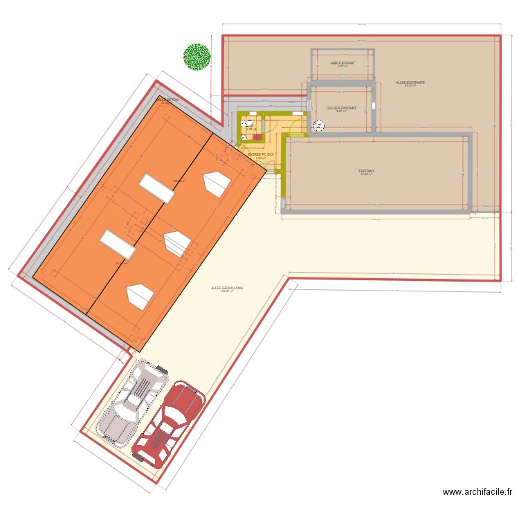 PLAN ECO AVEC MEZZANINE ET ATELIER AVEC TOITURE. Plan de 0 pièce et 0 m2