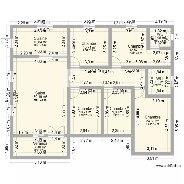 Nouveau plan 2 de 14*10 = 14m2. Plan de 10  et 123 m²