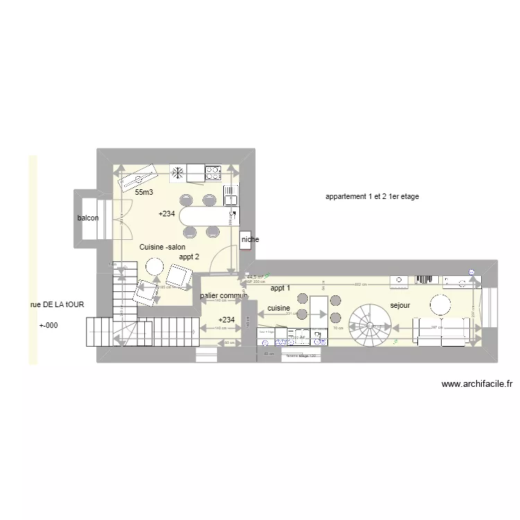 existant 1er etage. Plan de 