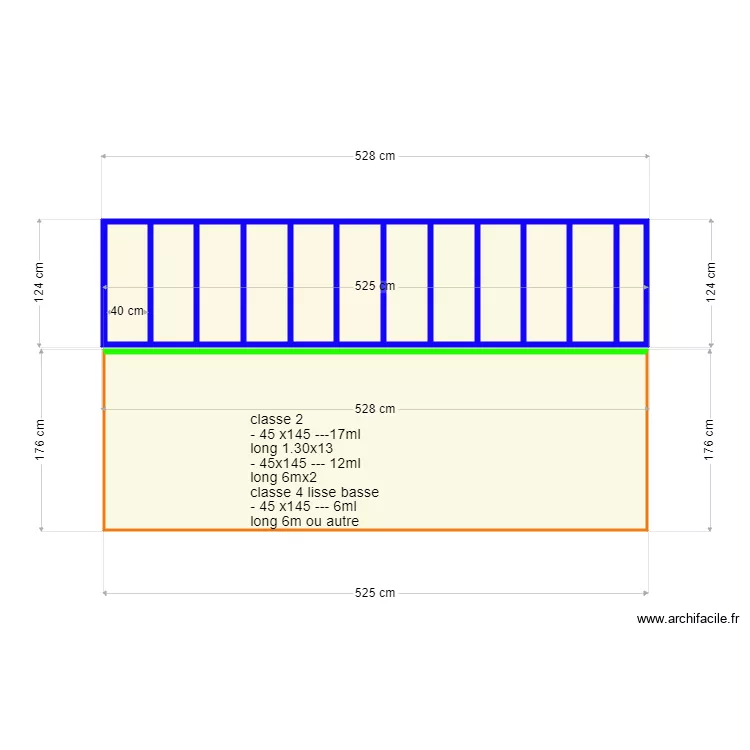 MOUVAUX MUR DE DROITE ossature. Plan de 
