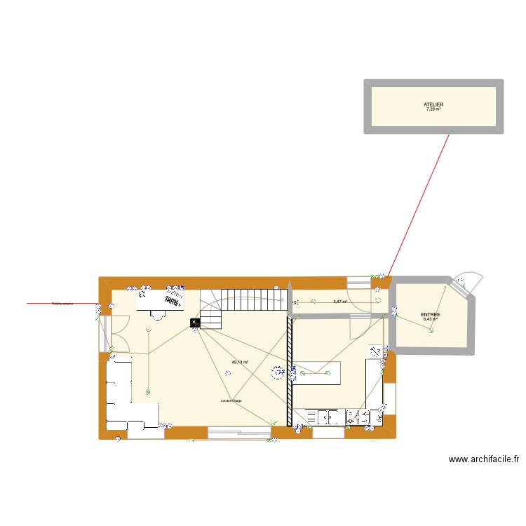 mik et oti sous sol 3. Plan de 12 pièces et 174 m2