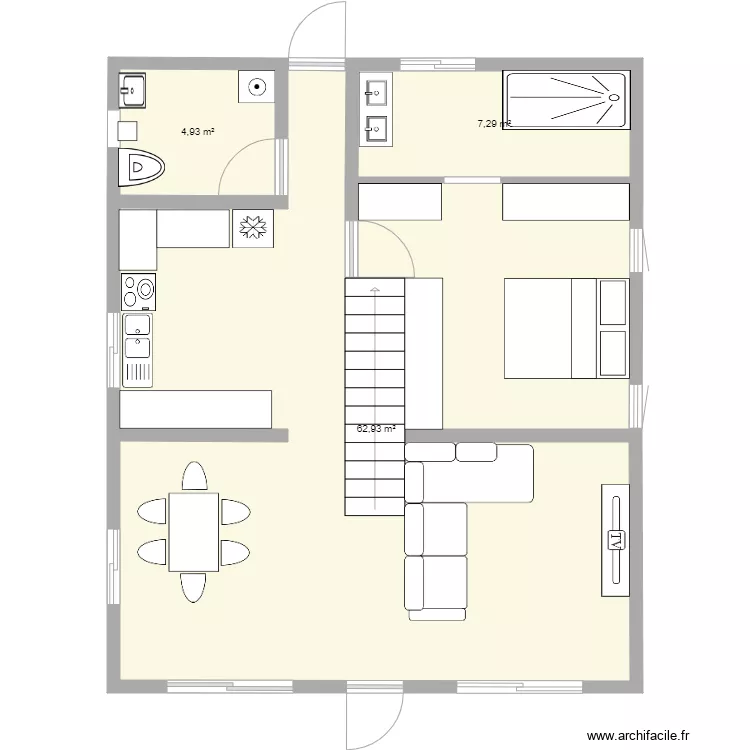 Maison F4 Rez de jardin Version 1. Plan de 