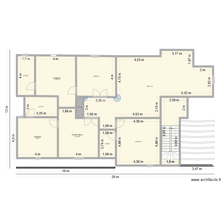 PLAN R1. Plan de 9 pièces et 123 m2