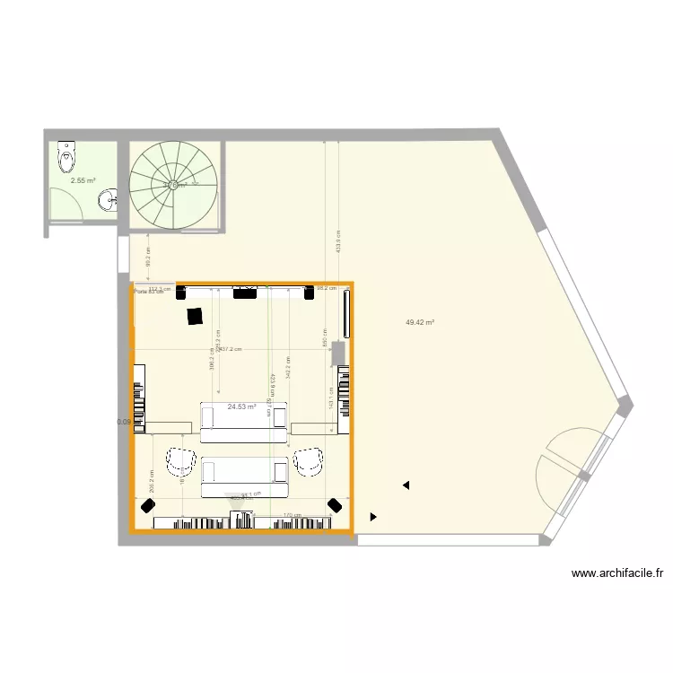 salle cin&eacute;ma fauteuils. Plan de 