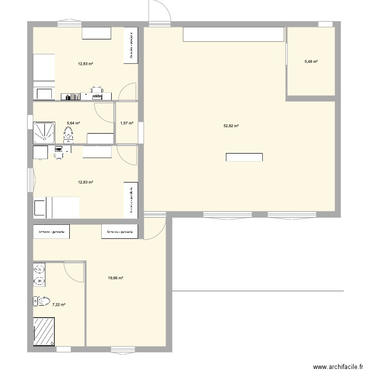 La Grippière. Plan de 8 pièces et 118 m2