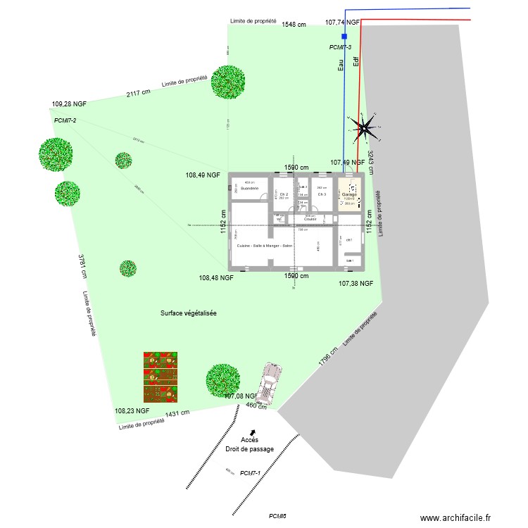 PLAN DE MASSE DU PROJET 2-1. Plan de 11 pièces et 142 m2