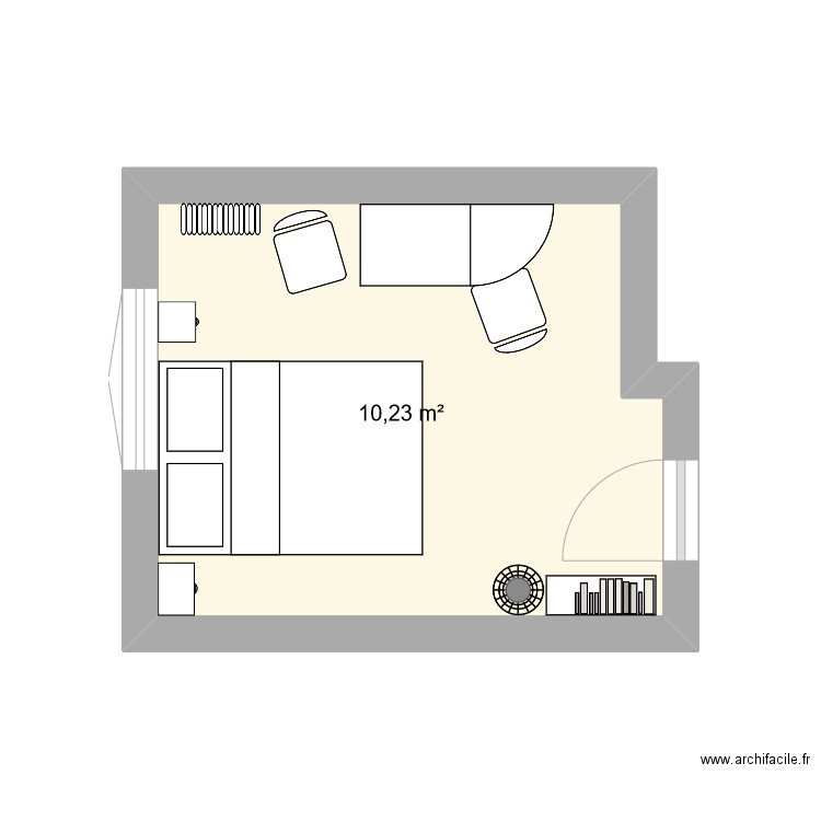 Chambre Malakoff test2. Plan de 1 pièce et 10 m2