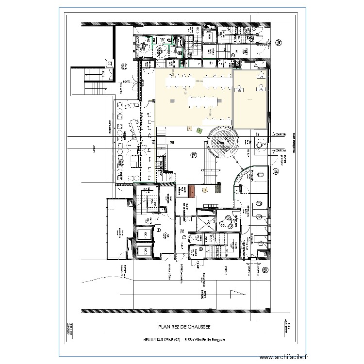 aménagement coworking. Plan de 2 pièces et 116 m2