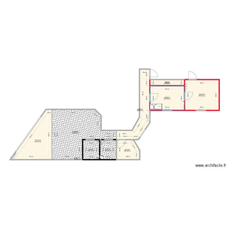 agence plan démolition. Plan de 9 pièces et 73 m2