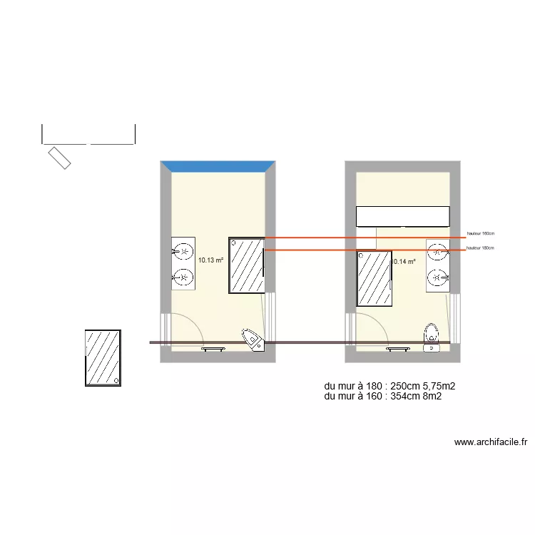 1er salle de bain. Plan de 