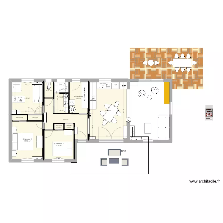 Maison amm&eacute;nag&eacute;e. Plan de 