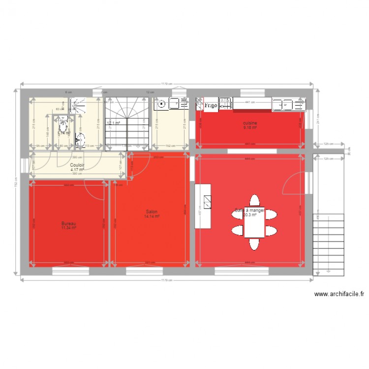 Zone chauffée Plan RdC coté  MT. Plan de 0 pièce et 0 m2