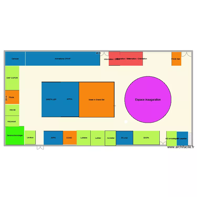 Vosges bois tour 2026. Plan de 1  et 800 m²
