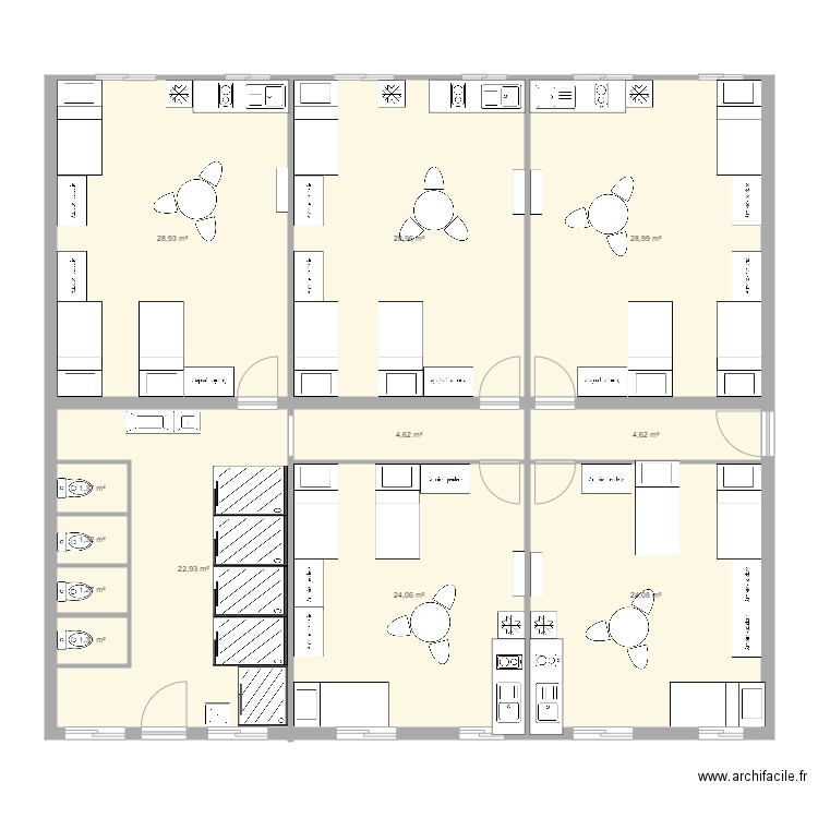 blocs 002. Plan de 12 pièces et 172 m2