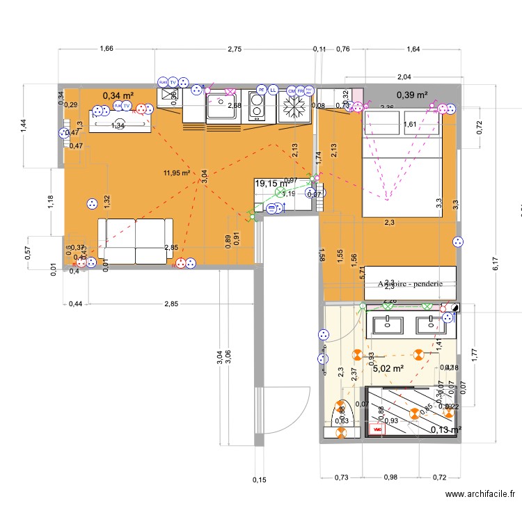 205 Croix Nivert v2. Plan de 75 pièces et 345 m2