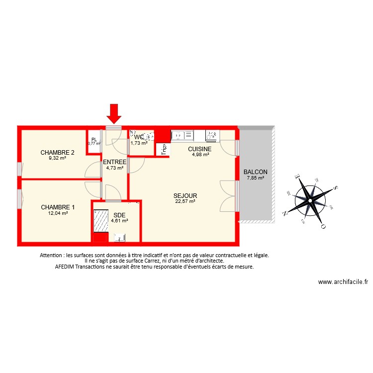 BI 7420 . Plan de 11 pièces et 69 m2