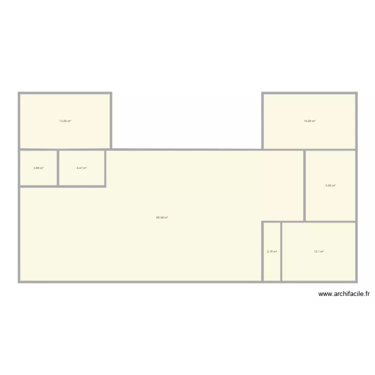 Essai plan maison 1 en U. Plan de 