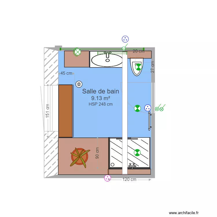Salle de bain. Plan de 
