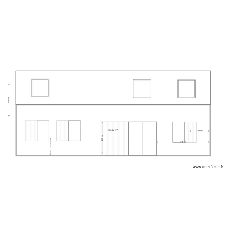 Facade sud JK volets simples. Plan de 0 pièce et 0 m2