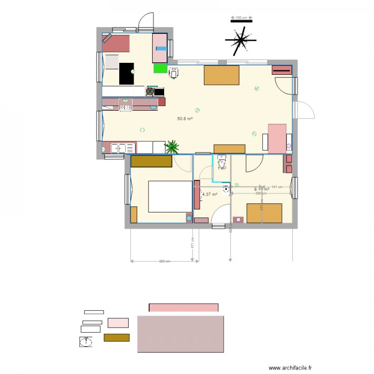 2 chambres. Plan de 0 pièce et 0 m2