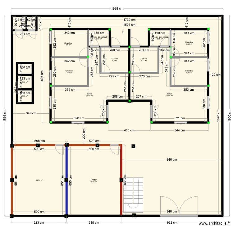 PLAN PLAZZA RDC version 3 test. Plan de 4 pièces et 86 m2