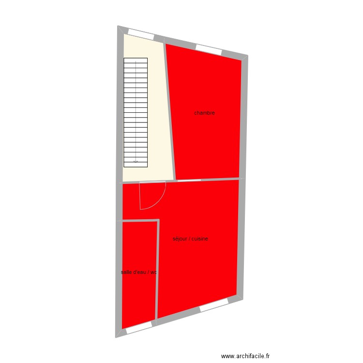 jeannin 1er etage. Plan de 4 pièces et 35 m2