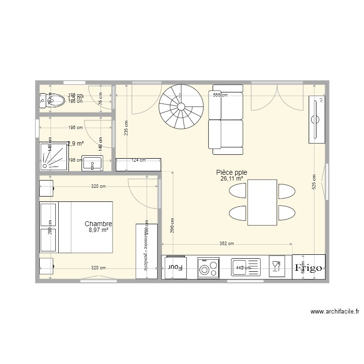 T2 40m2. Plan de 0 pièce et 0 m2