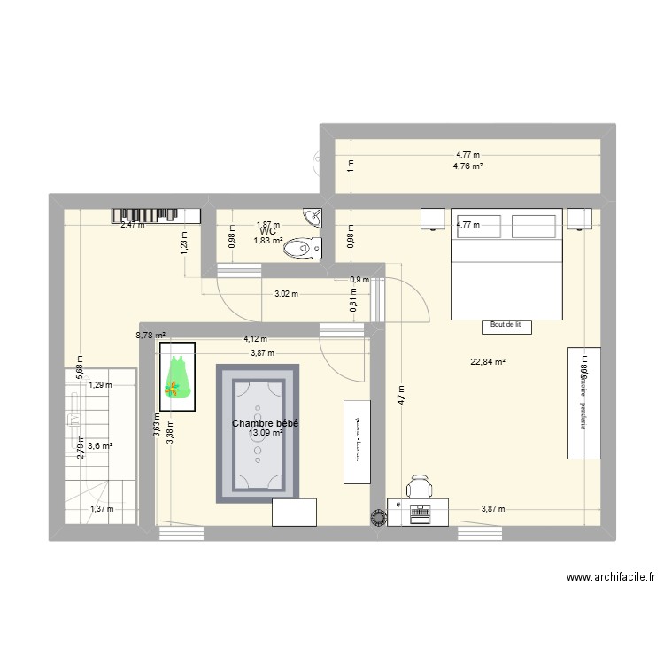 Maison Lapleau. Plan de 8 pièces et 117 m2