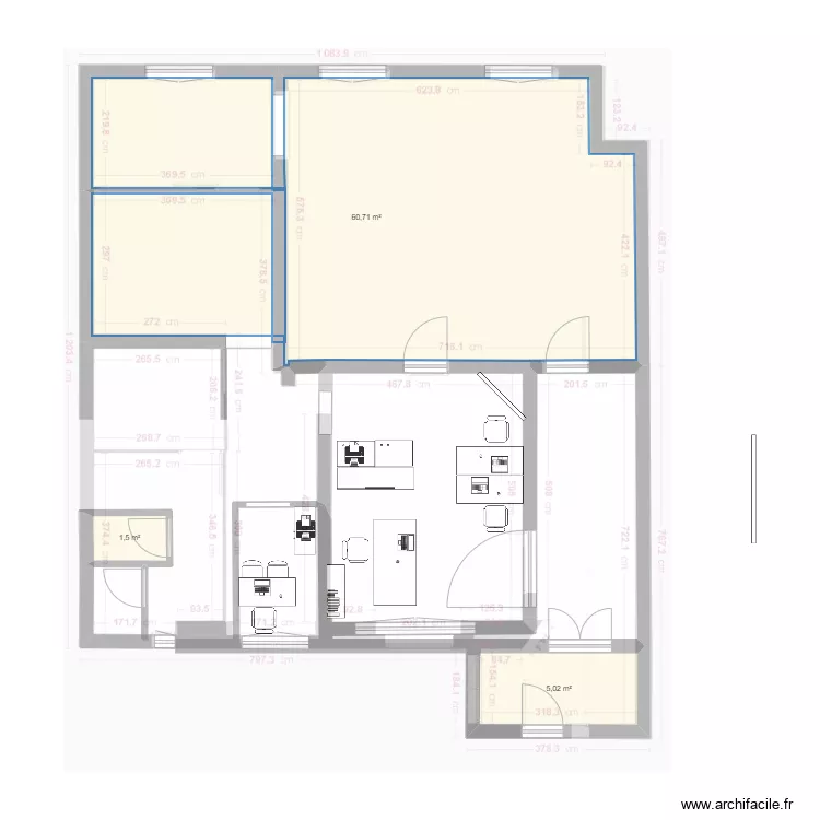 local am&eacute;nag&eacute;. Plan de 