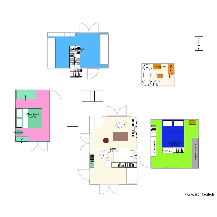 NTA 2. Plan de 5 pièces et 52 m2