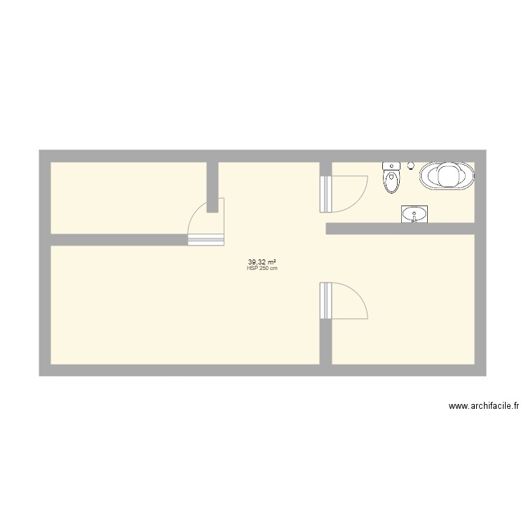 MODIF SDB SIEGE2. Plan de 1 pièce et 39 m2