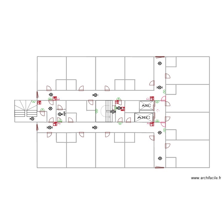 1er etage bouteille 58 incendie et autre. Plan de 3 pièces et 7 m2