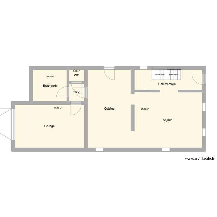 RDC 201 Ch Wavre. Plan de 5 pièces et 79 m2