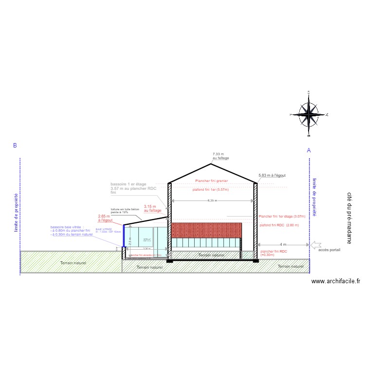 COUPE AB INITALE 22/09. Plan de 6 pièces et 51 m2