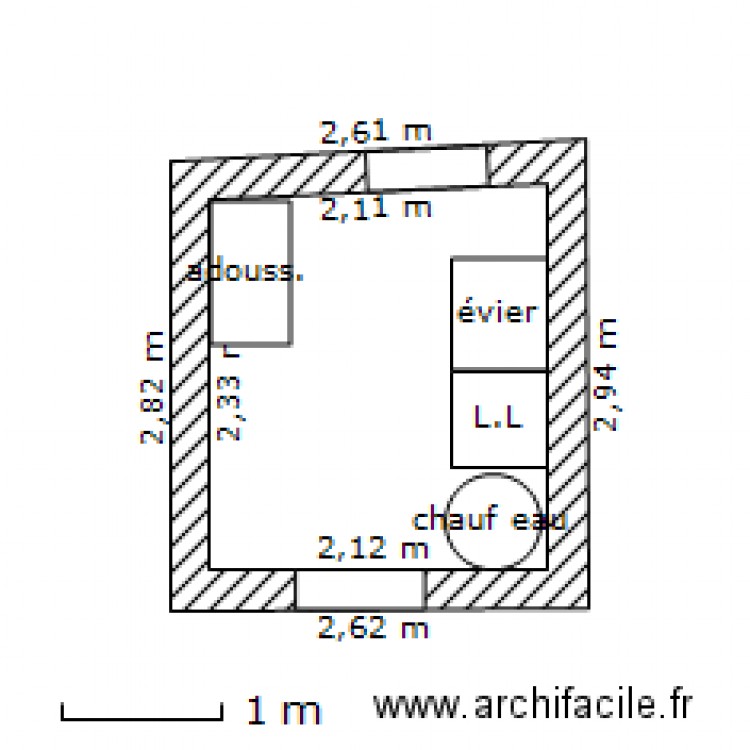 Buanderie. Plan de 0 pièce et 0 m2