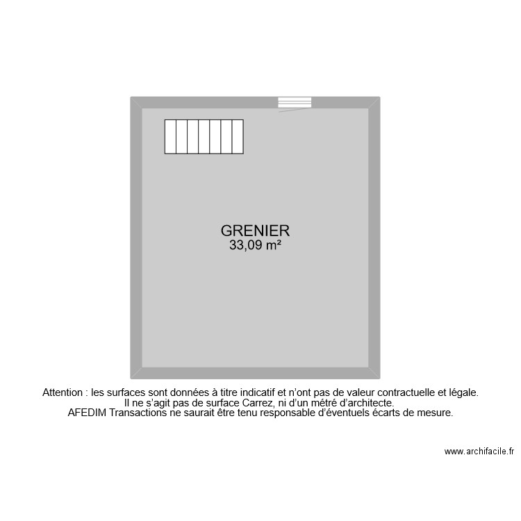 BI 8089 GRENIER. Plan de 1 pièce et 33 m2