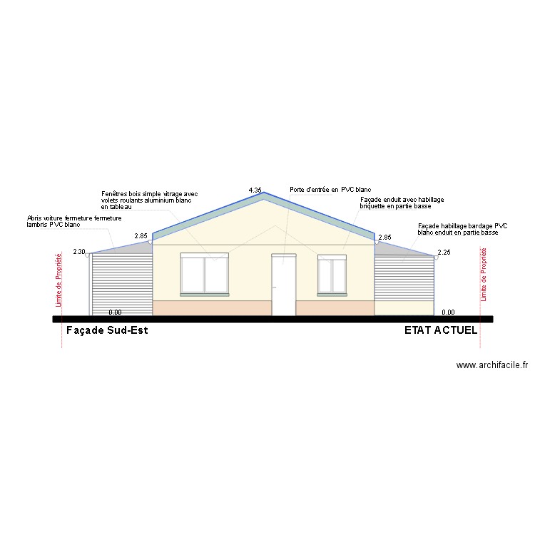 FACADE Sud Est Etat Actuel. Plan de 0 pièce et 0 m2