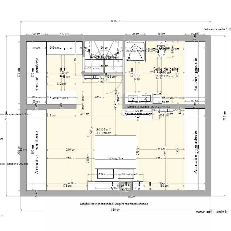 Fred pontillon sans velux. Plan de 
